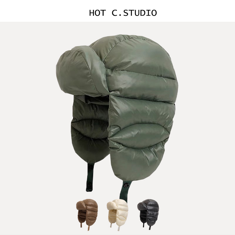 Trapper Hat Ear Flap - Winter Leather Ushanka Hat with Down,