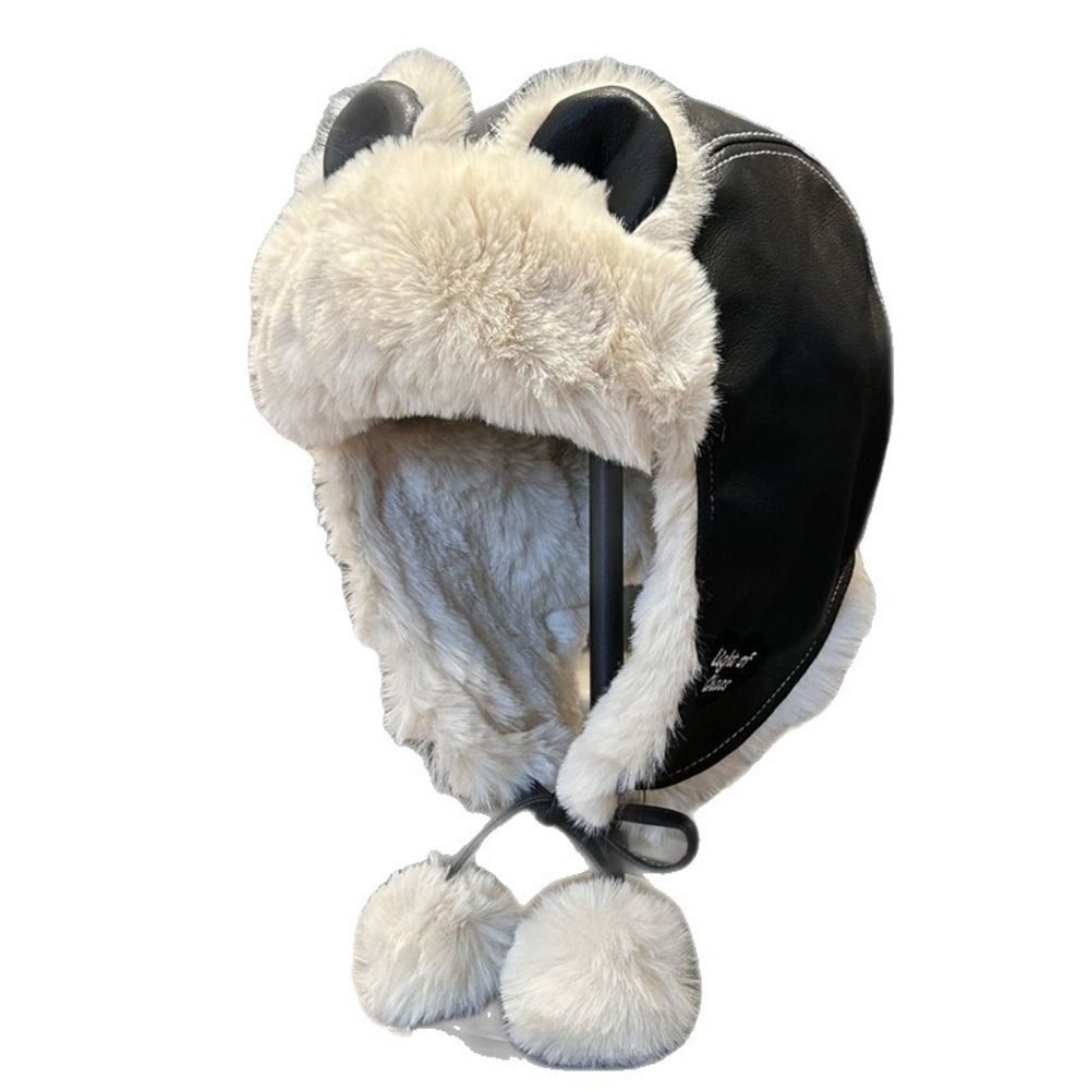 Cozy Faux Leather Bear Ear Tra - Winter Trapper Hat recension och pris